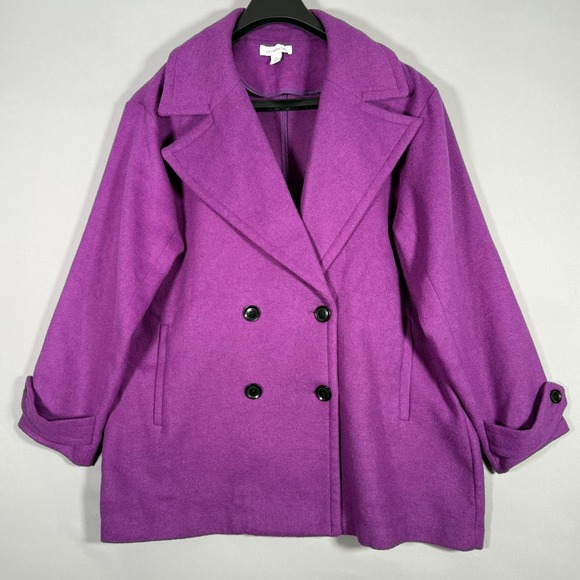 Liz Claiborne Jackets & Blazers - Liz‎ Claiborne XL Coat Womens Wool Single Breasted Mid Length Jacket Purple